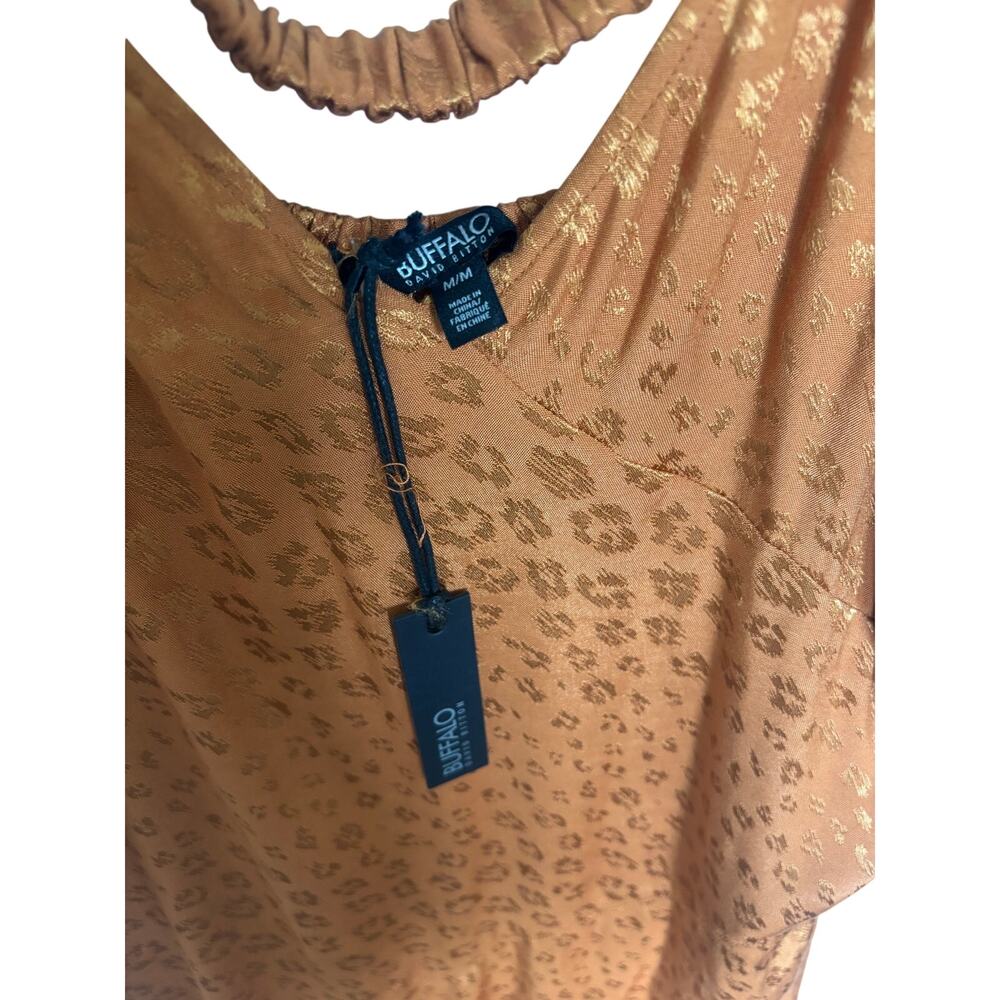 NWT Buffalo David Bitton Burnt Copper Leopard Print Midi Dress - Picture 3 of 5